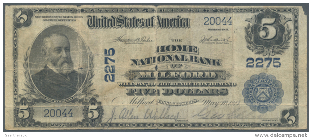 USA: 5 Dollars Home National Bank Of Milford - Massachusetts, Series 1902, Charter # 2275, Friedberg 598-612 In... - Andere & Zonder Classificatie