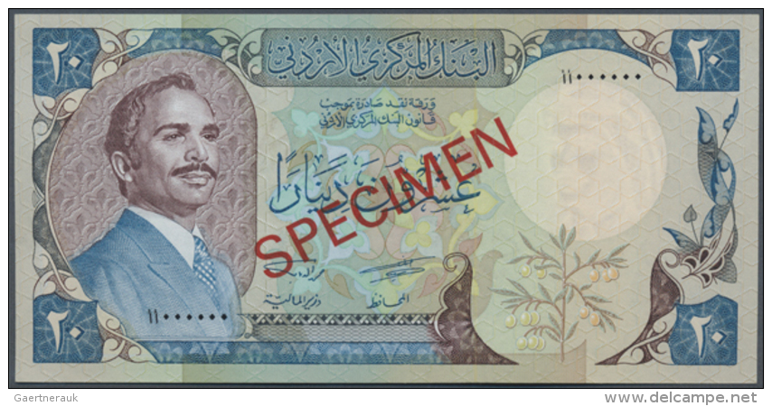 Jordan: 20 Dinars 1977 SPECIMEN, P.22as In UNC Condition. Highly Rare And One Of The Key-notes From Jordan. (R) - Jordanië