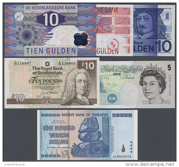 Various Countries: Collectors Book With About 100 World Banknotes, With Some Better Notes Like 10 Gulden... - Andere & Zonder Classificatie