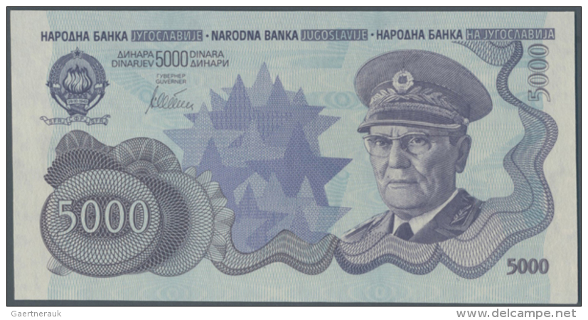 Yugoslavia: 5000 Dinars ND(1978) Not Issued Banknote, First Time Seen In Blue Color, Unique As PMG Graded In Great... - Joegoslavië