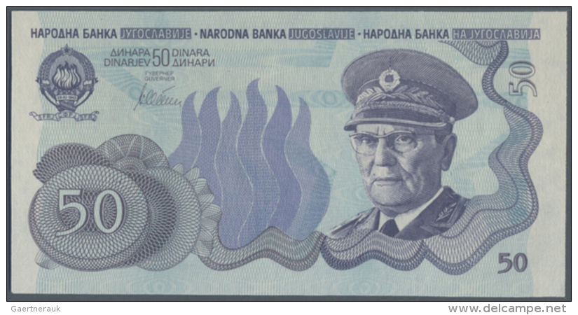Yugoslavia: 50 Dinars ND(1978) Not Issued Banknote, First Time Seen In Blue Color, Unique As PMG Graded In Great... - Joegoslavië
