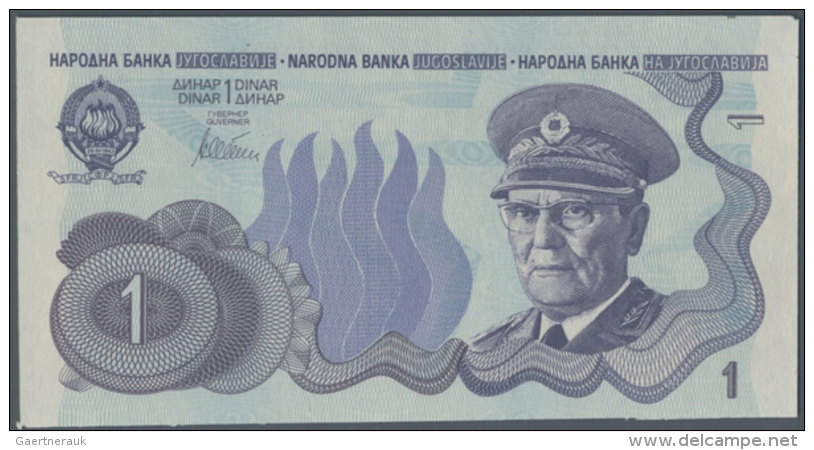 Yugoslavia: 1 Dinar ND(1978) Not Issued Banknote, First Time Seen In Blue Color, Unique As PMG Graded In Great... - Joegoslavië