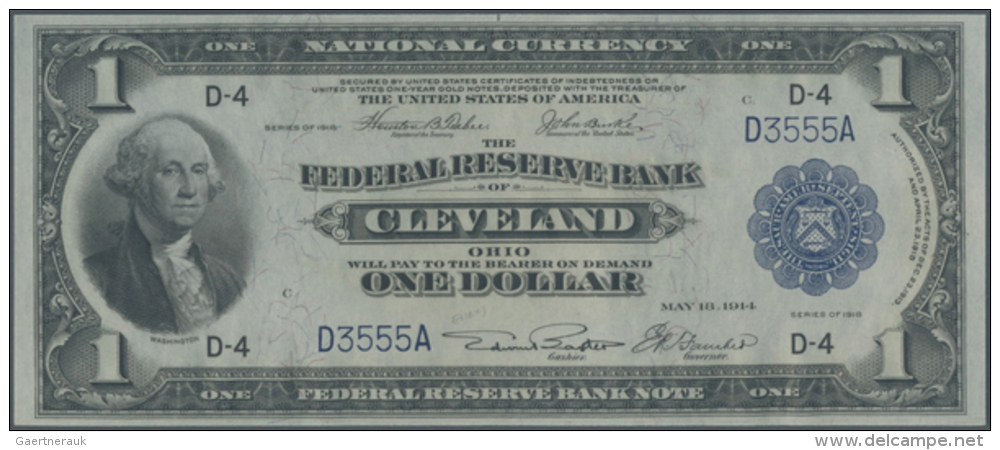 USA: 1 Dollar 1918 National Currency Cleveland P. 371D, Fr#718. This Note Is In Very Exceptional, High Value, And... - Andere & Zonder Classificatie