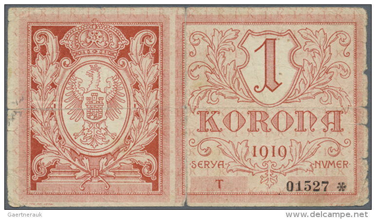 Ukraine:  Gmina  Miasta  Lwowa, 1 Korona 1919 K.14.2.NL, Used With Strong Center And Horizontal Fold Causing Larger... - Oekraïne