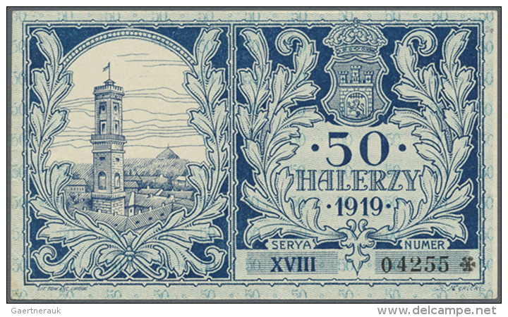 Ukraine:  Gmina  Miasta  Lwowa, 50 Halerzy 1919 K.14.2.NL, Used With Center Fold And Handling In Paper, No Holes Or... - Oekraïne