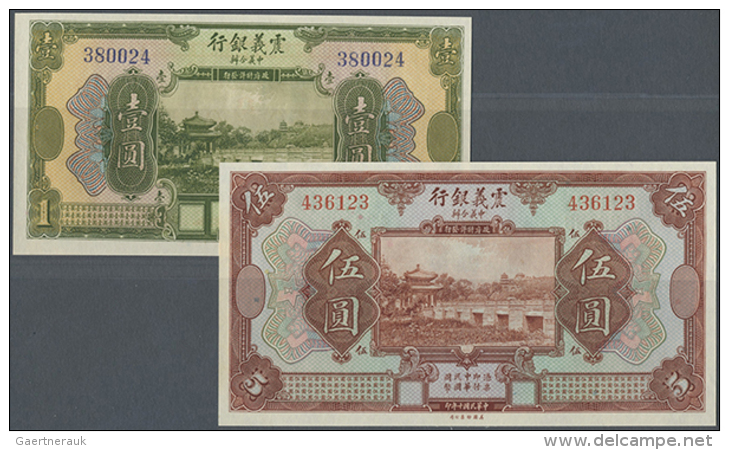 China: Set Of 2 Notes The Chinese Italian Banking Corporation Containing 1 And 5 Yuan 1921 P. S253 And S254, Both... - China