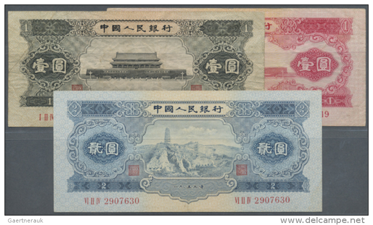 China: Peoples Republic Set With 3 Banknotes 1 And 2 Yuan 1953 And 1 Yuan 1956, P.866, 867, 871. 2 Yuan In Vey Nice... - China