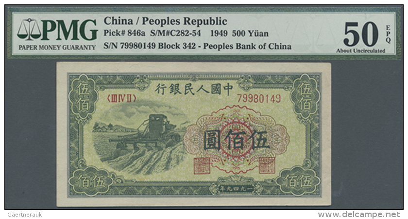 China: Peoples Repunblic 500 Yuan 1949 P. 846a, PMG Graded 50 AUNC EPQ. (D) - China