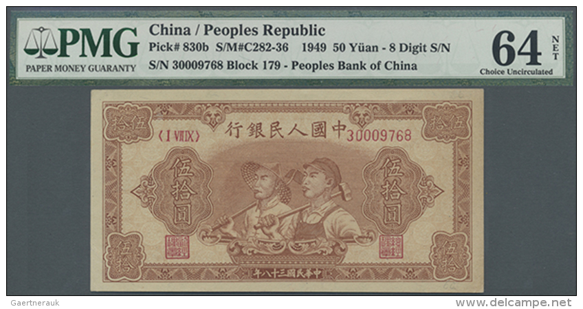 China: Peoples Republic 50 Yuan 1949 P. 830b, PMG Graded 64 Choice UNC NET. (D) - China