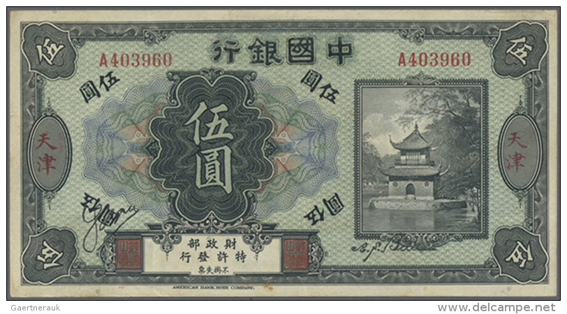 China: Bank Of Territorial Development 5 Dollars ND(1916) P. 583b Tientsin, Three Light Vertical Folds And Small... - China