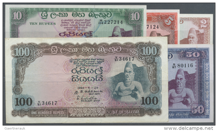 Ceylon: Set With 13 Banknotes Containing 3 X 2 Rupees 1965, 1967, 1968, 3 X 5 Rupees 1965, 1967 And 1968, 2 X 10... - Sri Lanka
