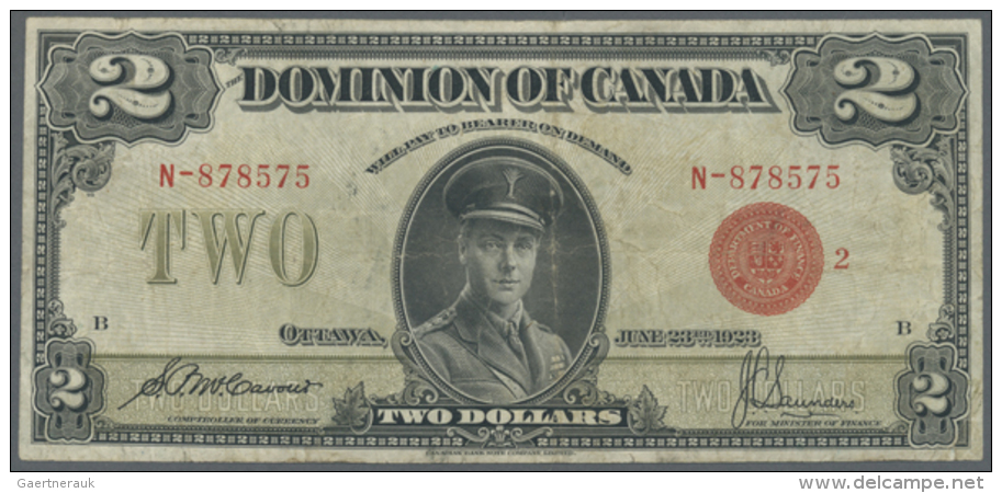 Canada: Set Of 5 Different Larger Size Banknotes Containing 1 Dollar 1917 P. 32d (F-), 1 Dollar 1923 P. 33j (F), 1... - Canada