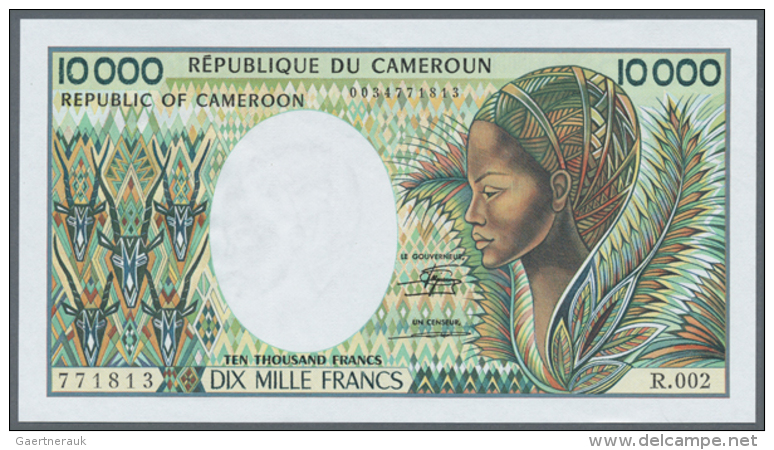 Cameroon: 10.000 Francs ND P. 23, With Only Light Dints At Watermark Area, No Holes Or Tears, No Folds, Crisp... - Kameroen