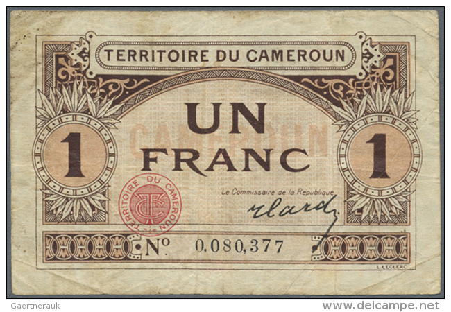 Cameroon: 1 Franc ND(1922) P. 5, Rare Note, Used With Folds And Light Staining In Paper But Without Holes Or Tears,... - Cameroon