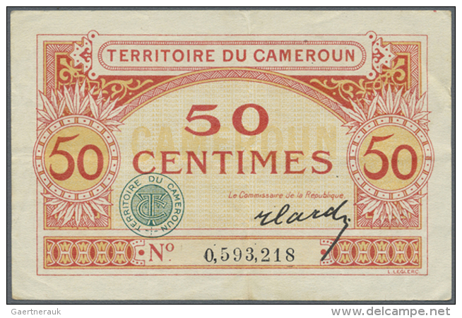 Cameroon: 50 Centimes ND(1922) P. 4, Rare Note With 2 Vertical Folds, One Light Horizontal Bend, No Holes Or Tears,... - Kameroen