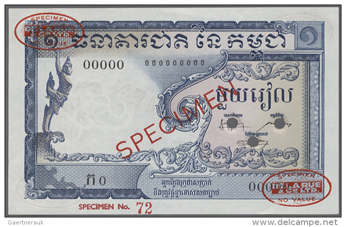 Cambodia: 1 Riel 1955 Specimen P. 1s, In Condition: AUNC. (D) - Cambodja