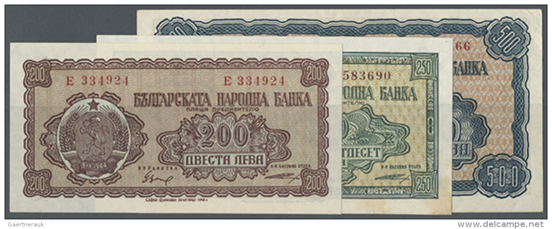 Bulgaria: Set Of 3 Notes Containing 200 Leva ND(1947-48) P. 75 UNC, 250 Leva ND(1947-48) P. 76 (XF) And 500 Leva... - Bulgaria