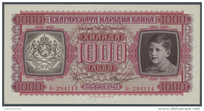 Bulgaria: 1000 Leva 1943, P.67 In Excellent Condition, Only A Few Minor Creases In The Paper And Slightly Rounded... - Bulgarije