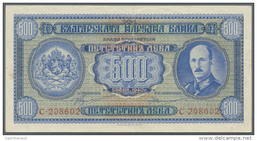 Bulgaria: 500 Leva 1940 P. 58, Used With Center Fold And Light Handling In Paper But No Holes Or Tears, Still... - Bulgarije