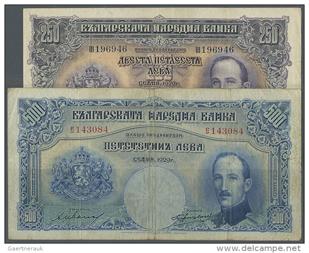 Bulgaria: Set Of 2 Notes Containgin 250 And 500 Leva 1929 P. 51 &amp; 52, The First One In Condition F+, The Second... - Bulgarije