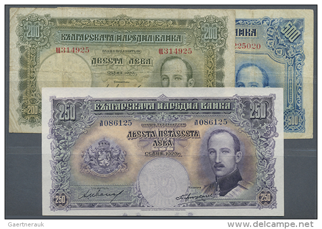 Bulgaria: Set With 3 Notes 200, 250 And 500 Leva 1929, P.50-52. 250 Leva In Nearly Perfect Condition With Wavy... - Bulgarije