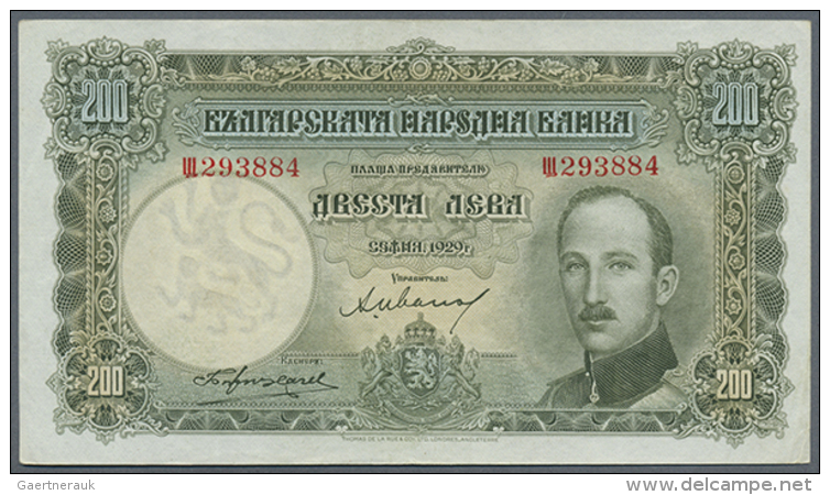 Bulgaria: 200 Leva 1929, P.50 In Excellent Condition With Strong Paper And Bright Colors, Some Soft Folds And Minor... - Bulgaria