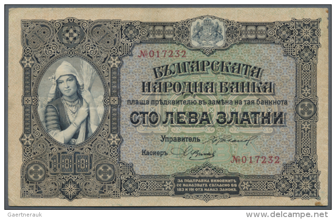 Bulgaria: Set Of 2 Different Notes Containing 50 Leva ND(1916) P. 19 (F+) And 100 Leva ND(1917) P. 25 (crisp VF),... - Bulgaria