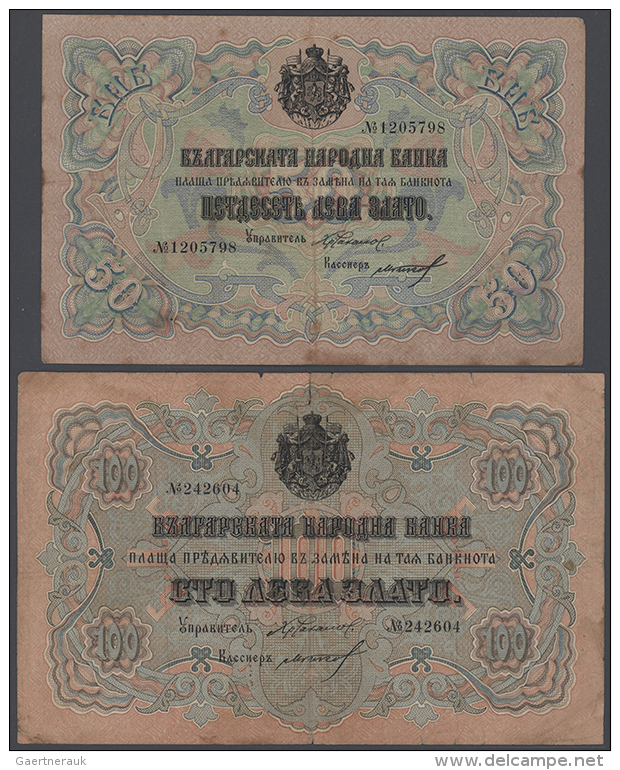 Bulgaria: Set With 4 Banknotes Series 1904 Containing 2 X 20 Gold Leva, 50 And 100 Gold Leva ND(1904), P.94,h, 10d,... - Bulgarije