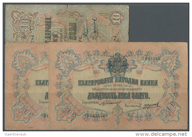 Bulgaria: Set Of 3 Notes Containing 2x 20 Leva ND(1904) P. 9b (both Notes A Bit Stronger Used With Folds And... - Bulgaria