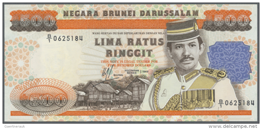 Brunei: 500 Ringgit 1989 P. 18a, Key Note Of This Series Which Is Seldom Offered On The Market, This Example... - Brunei