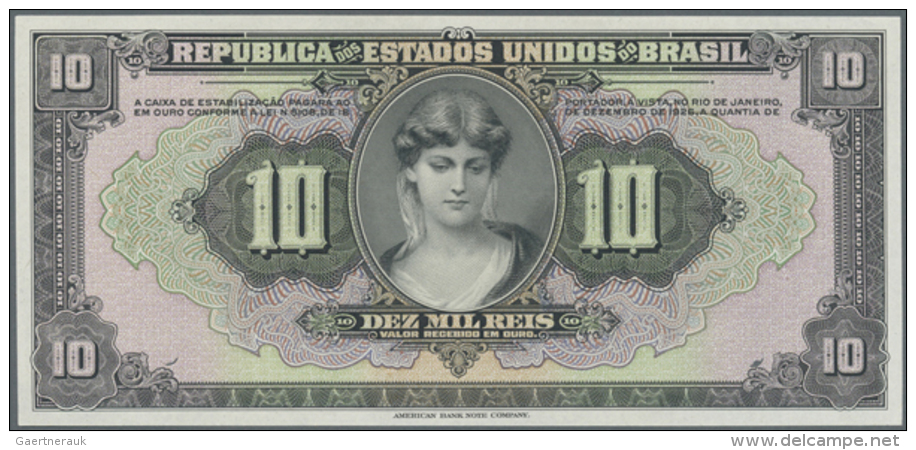 Brazil: Set Of 4 Different Proof And Specimen Notes Containing 10 Mil Reis Proof Without Serial And Signatures P.... - Brazilië