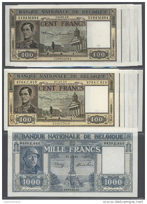 Belgium: Set Of 13 Banknotes Containing 1x 1000 Francs 1944 P. 128, No Visible Folds, Only Light Handling In Paper,... - Other & Unclassified