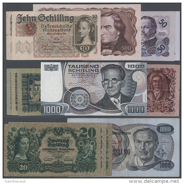 Austria: Lot Of 14 Banknotes Austria Containing 3x 20 Schilling 1928 P. 95 (1x VF, 2x F), 50 Schilling 1951 P. 130... - Oostenrijk