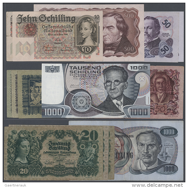 Austria: Lot Of 14 Banknotes Austria Containing 3x 20 Schilling 1928 P. 95 (1x VF, 2x F), 50 Schilling 1951 P. 130... - Austria