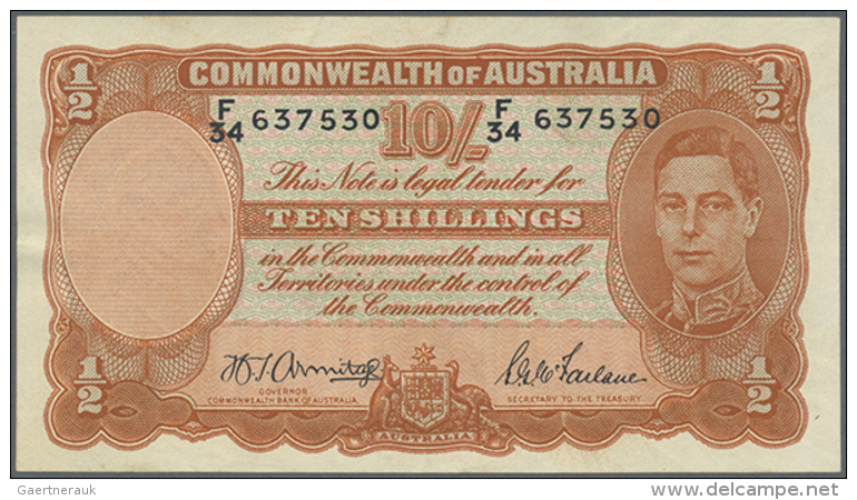 Australia: 10 Shillings 1942 Rennick R13, Signatures Armitage-McFarlane, Plus Armitage As Governor Commenwealth... - Other & Unclassified