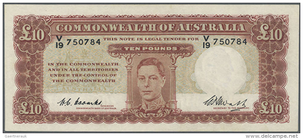 Australia: 10 Pounds 1949 KGV Rennick 60, Signed Coombs-Watt, Light Center Fold And Another Light Vertical Fold,... - Autres & Non Classés