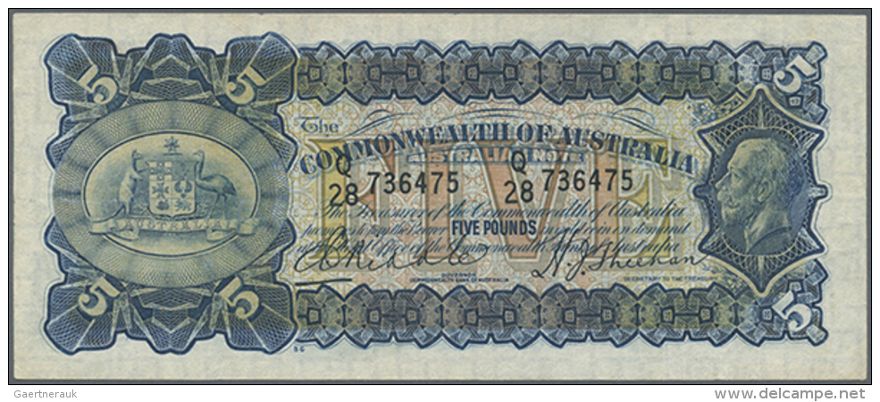 Australia: 5 Pounds 1932 KGV, Rennick 43, Rare Note Signed Riddle-Sheehan, Issued In Depth Of Depression Era And... - Autres & Non Classés