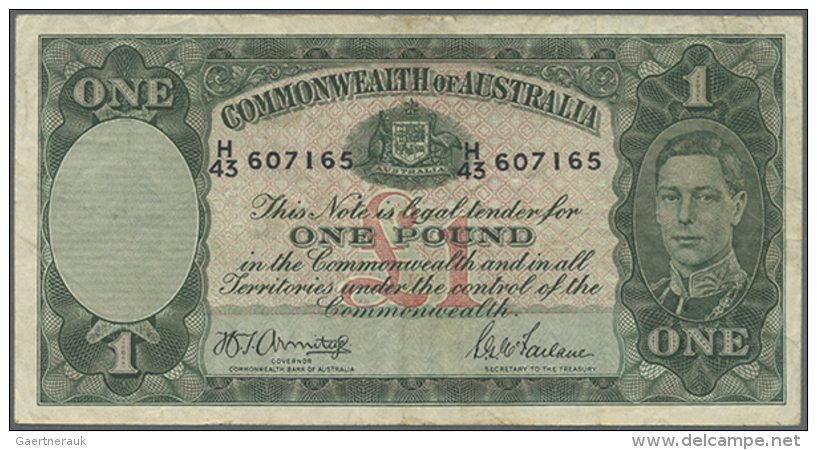 Australia: 1 Pound ND(1938-52I, Rennick 29, P. 26, Signatures Armitage-McFarlane, Several Creases In Paper, Still... - Other & Unclassified