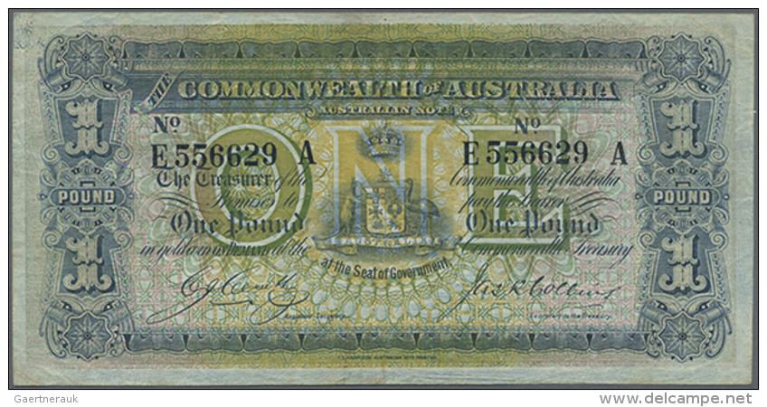 Australia: 1 Pound 1918 Rennicks 21F, First Issued In 1913, This Note Is The Second Issued Type With Signatures... - Andere & Zonder Classificatie