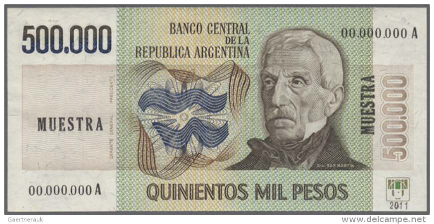 Argentina: 500.000 Pesos ND(1976-83) SPECIMEN P. 309s, 3 Pinholes At Upper Right, Light Dint At Left Border, Not... - Argentina