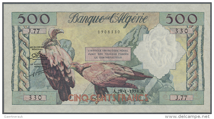 Algeria: 500 Francs 1958 P. 117, Key Note Of This Series In Extraordinary Condition For This Type Of Note, One... - Algérie