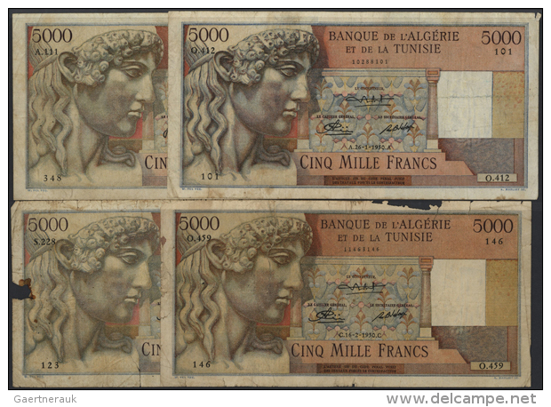 Algeria: Huge Lot With 78 Banknotes Algeria 5000 Francs With Different Dates 1946, 1947, 1949, 1950, 1951, 1952,... - Algeria