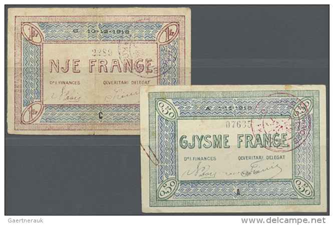 Albania: Set Of 2 Notes Containing 0.50 Frange ND P. S147 (F+ To VF-) And 1 Frange ND P. S152 (F), Nice Set. (2... - Albania