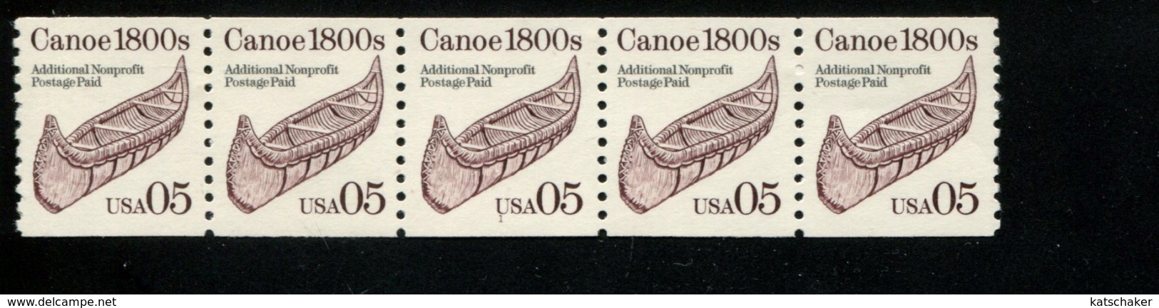 402800481 USA DB 1991 POSTFRIS MINT NEVER HINGED POSTFRISCH EINWANDFREI SCOTT 2453 PCN5 PLATE 1 CANOE 1800 BROWN - Rollenmarken (Plattennummern)