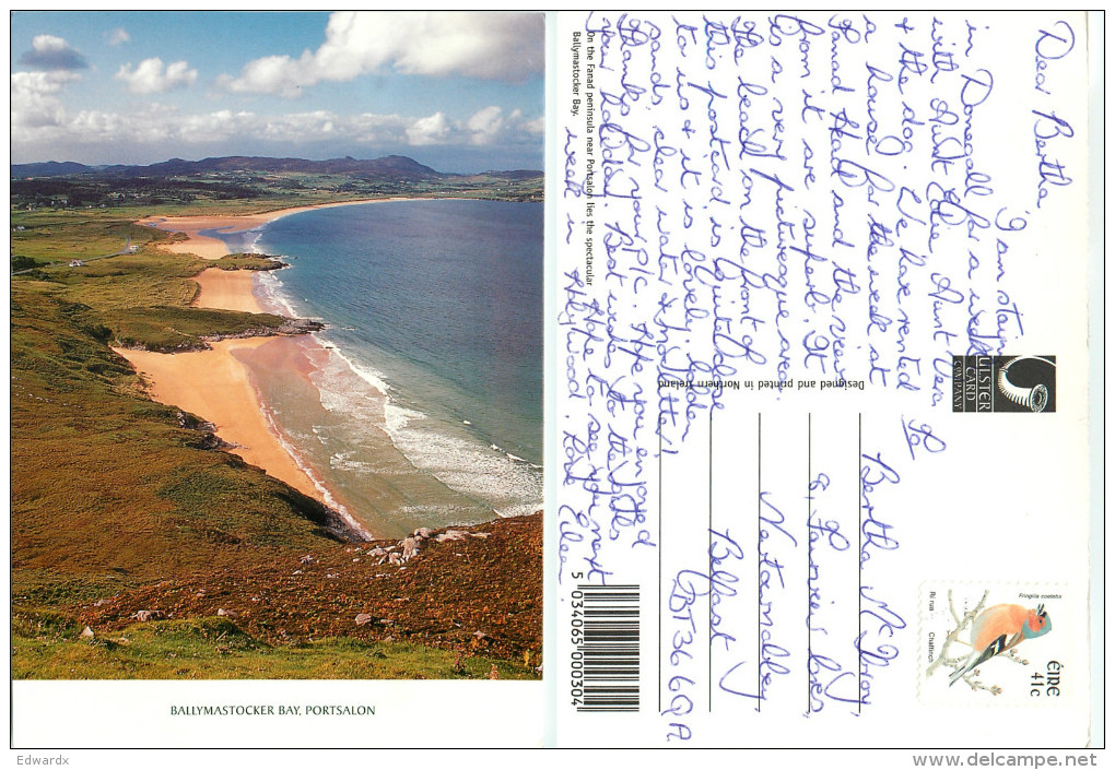 Ballymastocker Bay, Portsalon, Donegal, Ireland Postcard Posted 2002 Stamp - Donegal