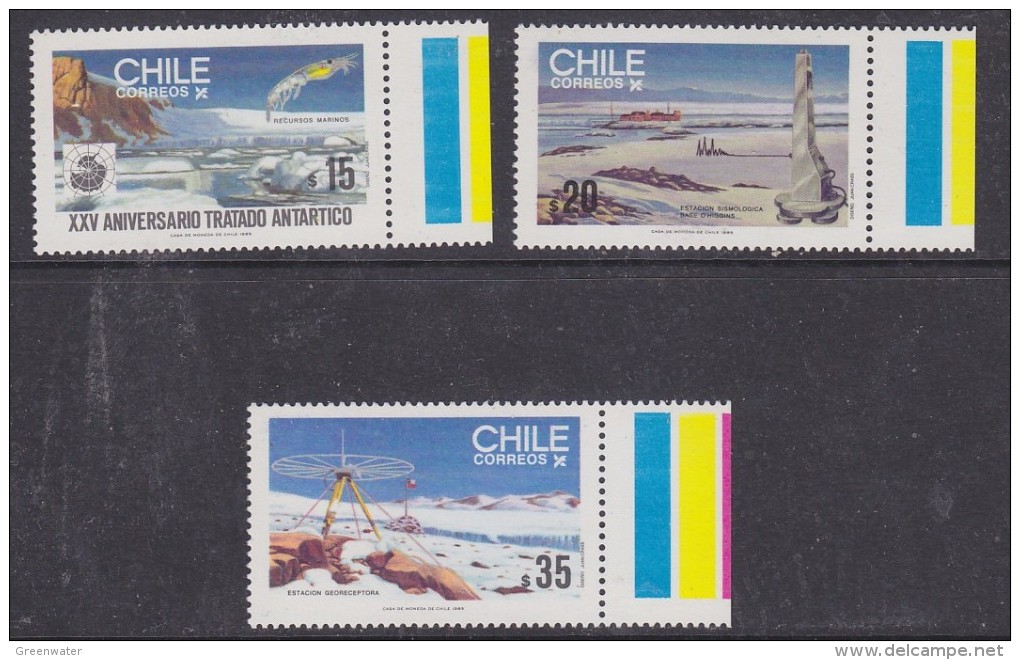 Chile 1985 Antarctic Treaty 3v ** Mnh  (32615S) - Traité Sur L'Antarctique