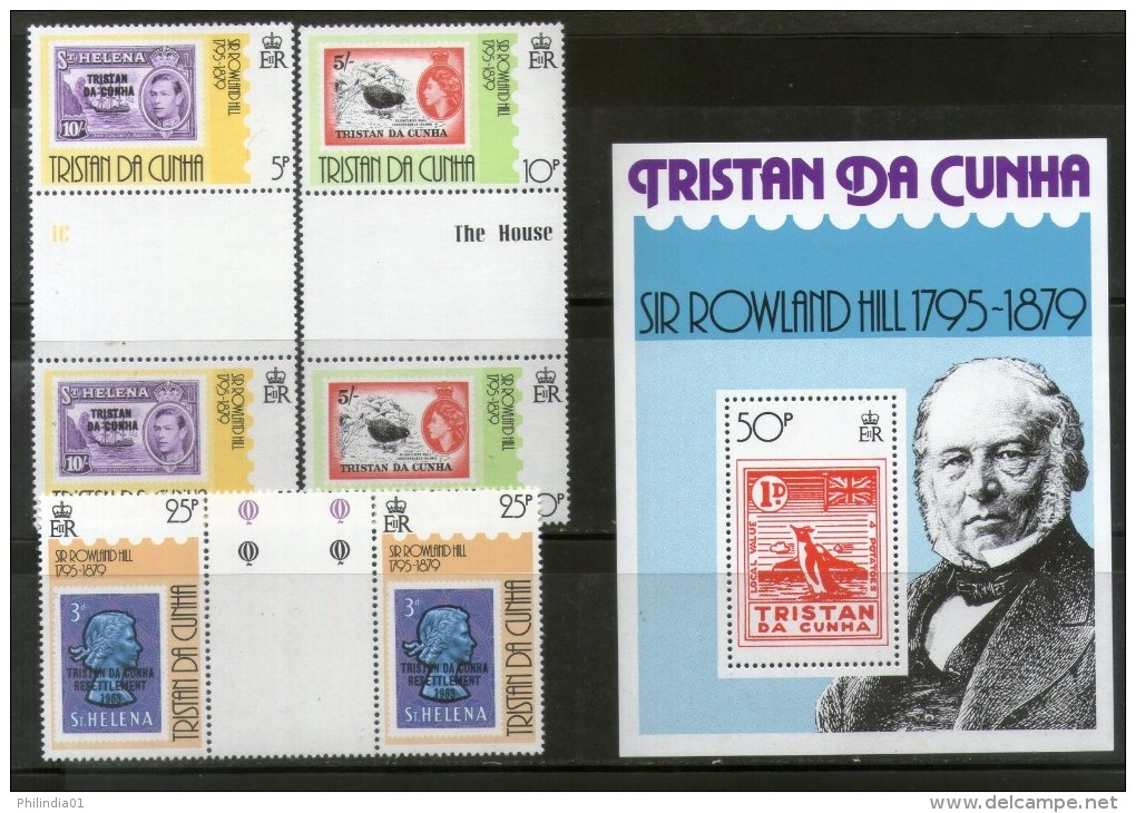 Tristan Da Cunha 1979 Sir Rowland Hill Stamp On Stamp Gutter Pair 3v+M/s Sc 260-3 MNH # 13083 - Rowland Hill