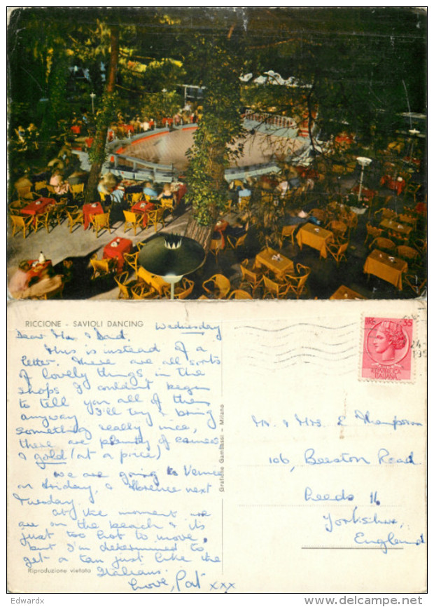 Savioli Dancing, Riccione, RN Rimini, Italy Postcard Posted 1956 Stamp - Rimini