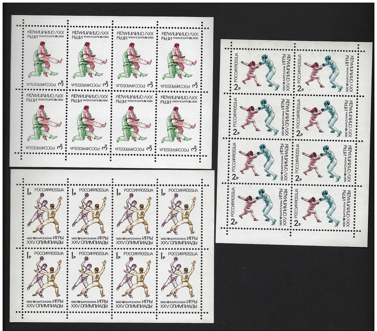 3 MINT  SHEETLETS  -  OLYMPIC GAMES BARCELONA  - 1992 -  RUSSIA    ** / MNH - - Zomer 1992: Barcelona