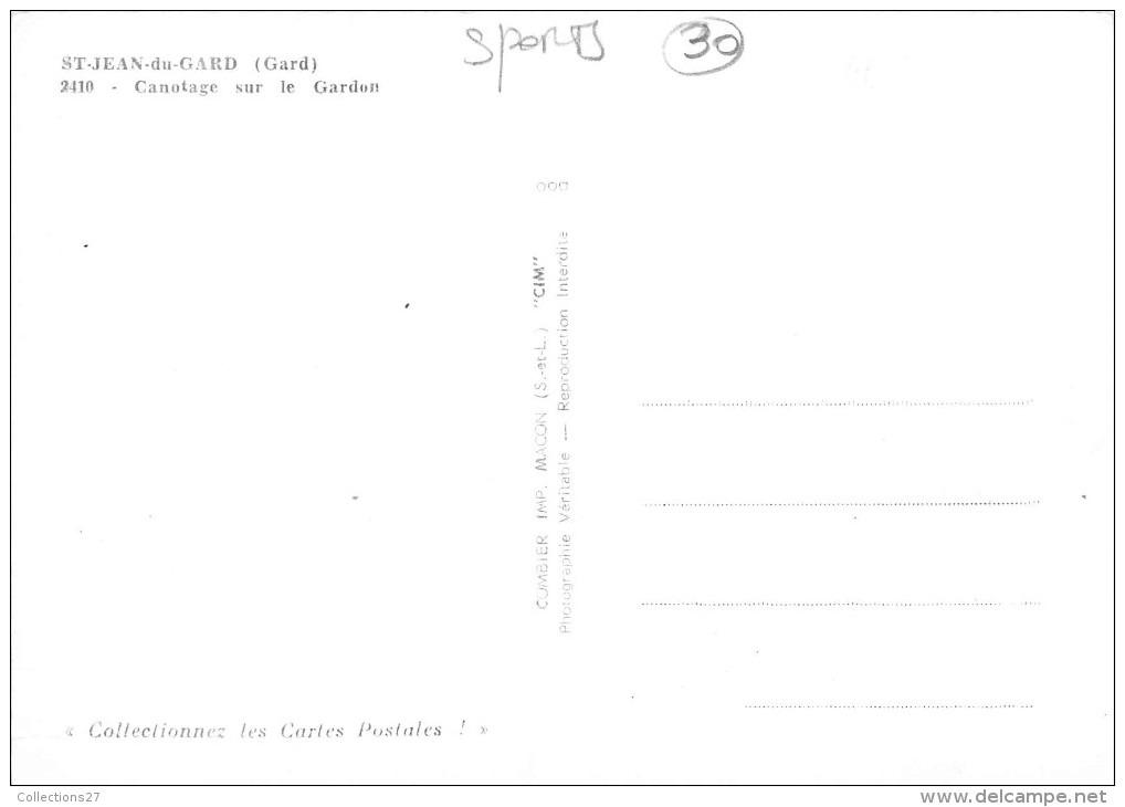 30-SAINT-JEAN-DU-GARS- CANOTAGE SUR LE GARDON - Saint-Jean-du-Gard